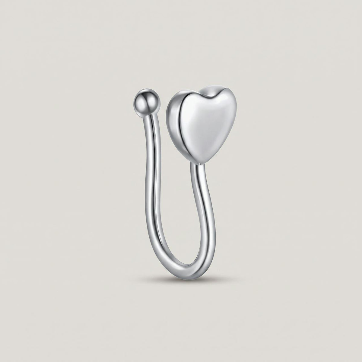 Nep neuspiercing clip hartje zilver